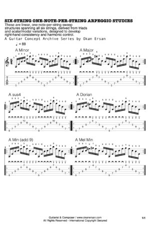 SIX-STRING ONE-NOTE-PER-STRING ARPEGGIO STUDIES