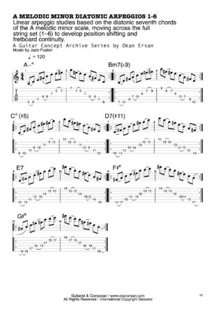 A MELODIC MINOR DIATONIC ARPEGGIOS 1-6